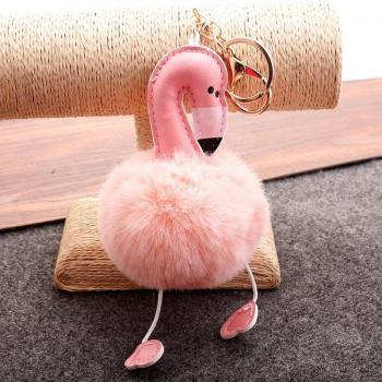 Party Flamingo Fluffy Keychain and Bag Decor