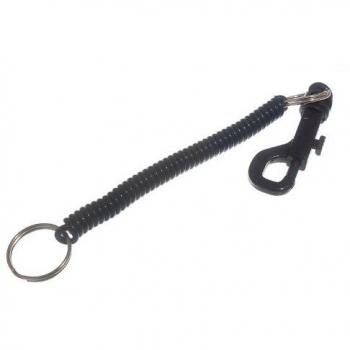 Spiral Stretch Retractable Key Ring Belt Clip Black