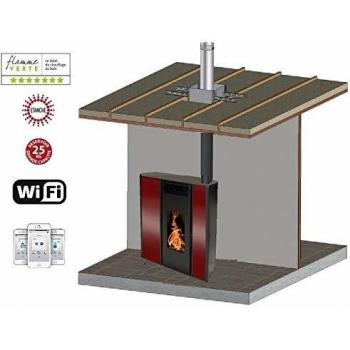 INTERSTOVES Poêle à granules TESSA 10 KW Etanche Bordeaux + Kit conduit vertical 80/125