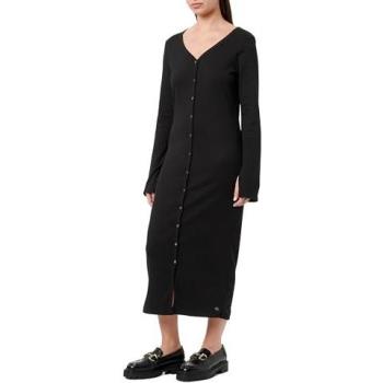Calvin Klein Jeans Maxikleid WOVEN LABEL LS RIB DRESS mit Logodruck