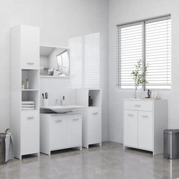 Armoire de Lavabo en Bois – Ensemble 4 pièces – Blanc