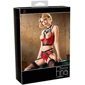 Satin-Bustier und Straps-Slip-Kombination