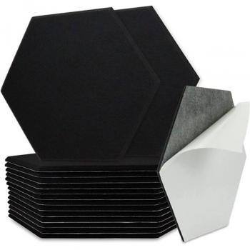 Paneles Hexagonales de Espuma Acústica, Pack de 16 para Insonorización en Estudio y Oficina