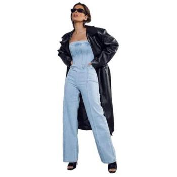 Bandeau Denim Wide Leg Jumpsuit