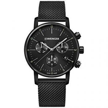 Wenger Urban Classic Chronograph Herrenuhr 44mm Schwarz Swiss Made 10ATM