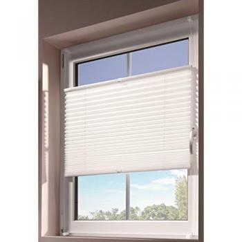 Mydeco „Free“ Plissees – weiß, B = 100 cm, H = 130 cm – ohne Schrauben, Klemmfix
