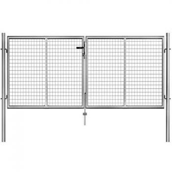 Puerta de jardín de acero galvanizado plateado 306x150 cm