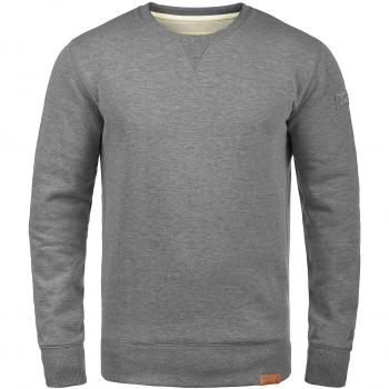 !Solid Trip Herren Sweatshirt Mit Rundhalsausschnitt Und Fleece-Innenseite, Größe:M, Farbe:Grey Melange