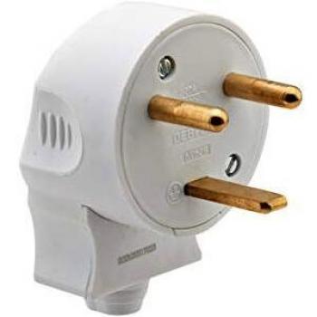 Spina Maschio 2P+T 20A Laterale Bianco con Perni di Diametro 6mm DEBFLEX