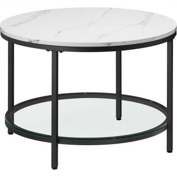 Table Basse VASAGLE LCT072W13 – Marbre blanc et noir d'encre