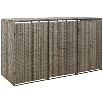 Abri pour poubelle triple en résine tressée gris 207x80x117 cm vidaXL
