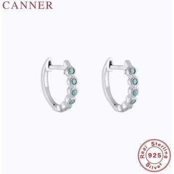Simple Minimalist Geometric 925 Sterling Silver Black/Blue Zircon Earrings