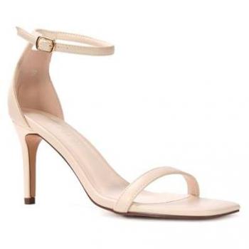 Nude Emma High Heel Stiletto Sandals with Ankle Strap – Square Toe