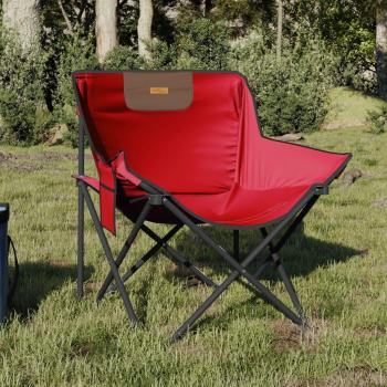 Cadeiras de Camping Vida XL Duplas, Dobráveis, Bolso Integrado – Vermelho