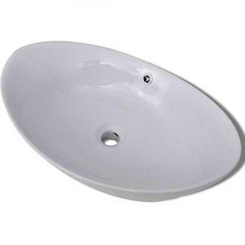 VidaXL Oval Ceramic Sink with Overflow 59x38.5x19cm