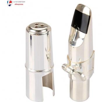 Embouchure de Saxophone Alto Eb en métal nickelé, taille 7, avec capuchon et ligature