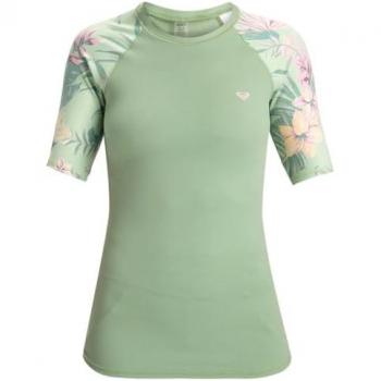 Roxy Women's BrightWave Short Sleeve Rash Vest – Green – Size 14
