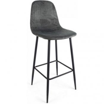 Stool Bar Velvet Dark Grey 46x39x103