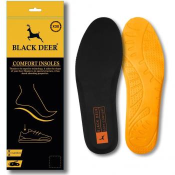 BLACK DEER X30 solette ortopediche in schiuma con memoria, per uso quotidiano, plantari da lavoro, ammortizzazione degli impatti, nero e arancione 36