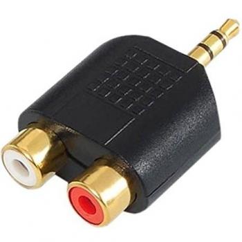 2× vrouwelijke RCA naar 1× mannelijke 3,5 mm jack adapter