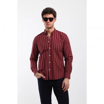 Camicia di cotone a maniche lunghe con colletto rossa Claret XL bordo