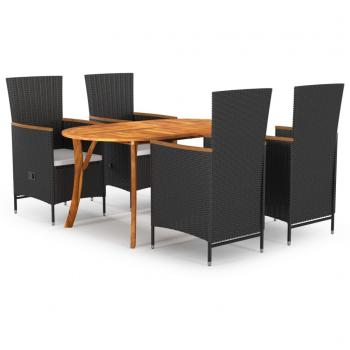 VidaXL Schwarz Garten-Essgruppe 5-tlg