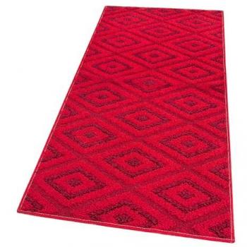 Alfombra antideslizante 50x190 cm rombos 3D burdeos
