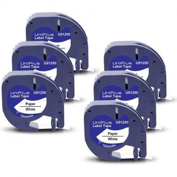 UniPlus 6PK Color Label Tape for Dymo Letratag 12mm