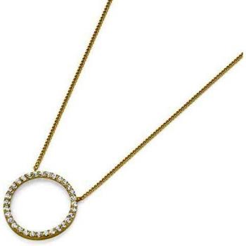 Karat Goldkette mit Kreis Anhänger und Zirkonia 375/