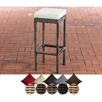 Chaise Haute en Résine Tressée avec Coussin de Siège et Repose-Pieds, Coloris: Gris Fon