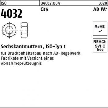 Bufab M24 Sechskantmuttern ISO 4032 C 35 – 100‑Stück-Set