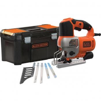 Scie sauteuse pendulaire BLACK & DECKER BES610KA5-QS 650W avec 5 accessoires et boîte à outils