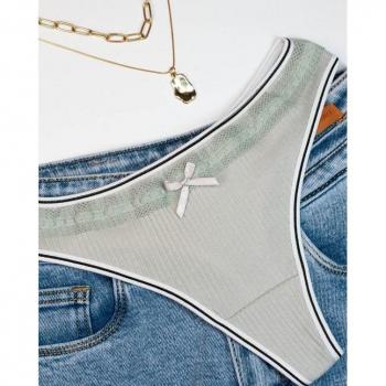 ISSA Plus XL Gray Textured Ribbon Thong