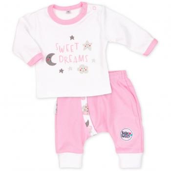 Baby Sweets® 2-teiliges Baby Set mit Hose & Langarmshirt für Mädchen in Rosa mit Mond-Sterne-Motiv