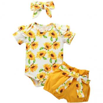 Set de Ropa para Bebé Niña 0-24 Meses: Bodys Florales + Pantalones Cortos