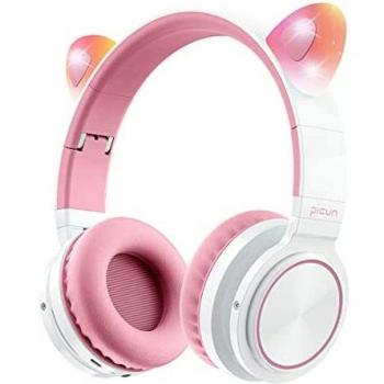 Picun Casque Bluetooth Oreille de Chat sans Fil Pliable avec lumière LED
