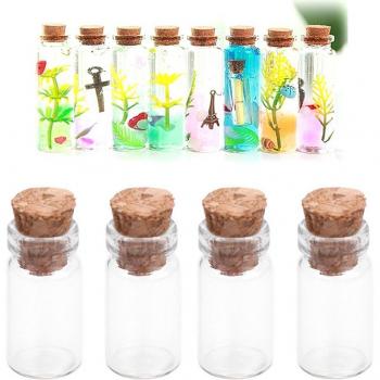 Mini botellas de vidrio para mensajes y deseos, 50 piezas con tapones