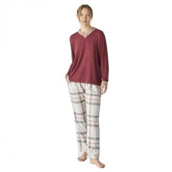 Pijama de mujer granate de algodón
