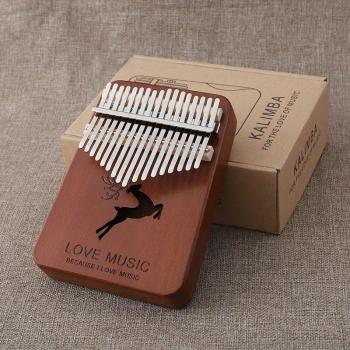 Piano Pulgar Caoba 17 Teclas Acero Inoxidable
