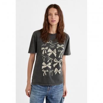 Stradivarius Ladies Dark Grey Graphic T-shirt L