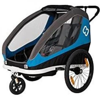 Hamax Traveller Duo Carrello Bici in Petrol Blue/Grey con Asse e Ruota Buggy Inclusi