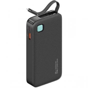 Usams Powerbank Series XY 10000 mAh con cavo retrattile Lightning 20 W – Versione Nera