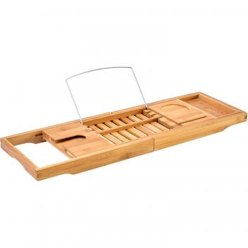 Wooden Bath Tray with Tablet Holder