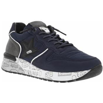 CETTI Blue Navy Leather Sneakers with Elastic Laces and Round Stops – Size 42