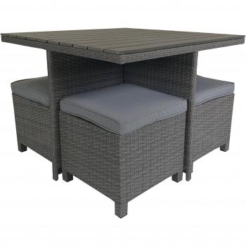 Charles Bentley Polywood Rattan Cube Dining Set in Grey