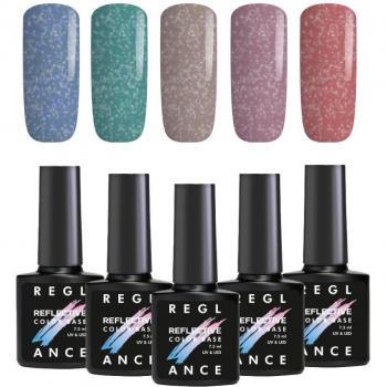 Reglance 5 Color Reflective Base Gel Kit 7.5ml Soak Off UV LED Bottle