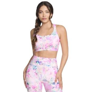 Skechers Pink Seascape Floral GoWalk Front‑Zip Bra