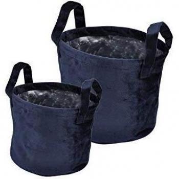 Velours bleu foncé, paniers ronds, 2 petites pièces assorties