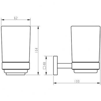 Modern Bathroom Tumbler Rack, Chrome, Wall Hung