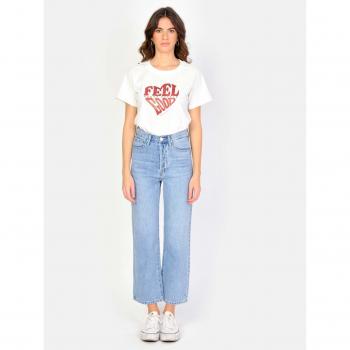 Jeans donna 7/8 in cotone blu a vita alta F.A.M. Paris Pola